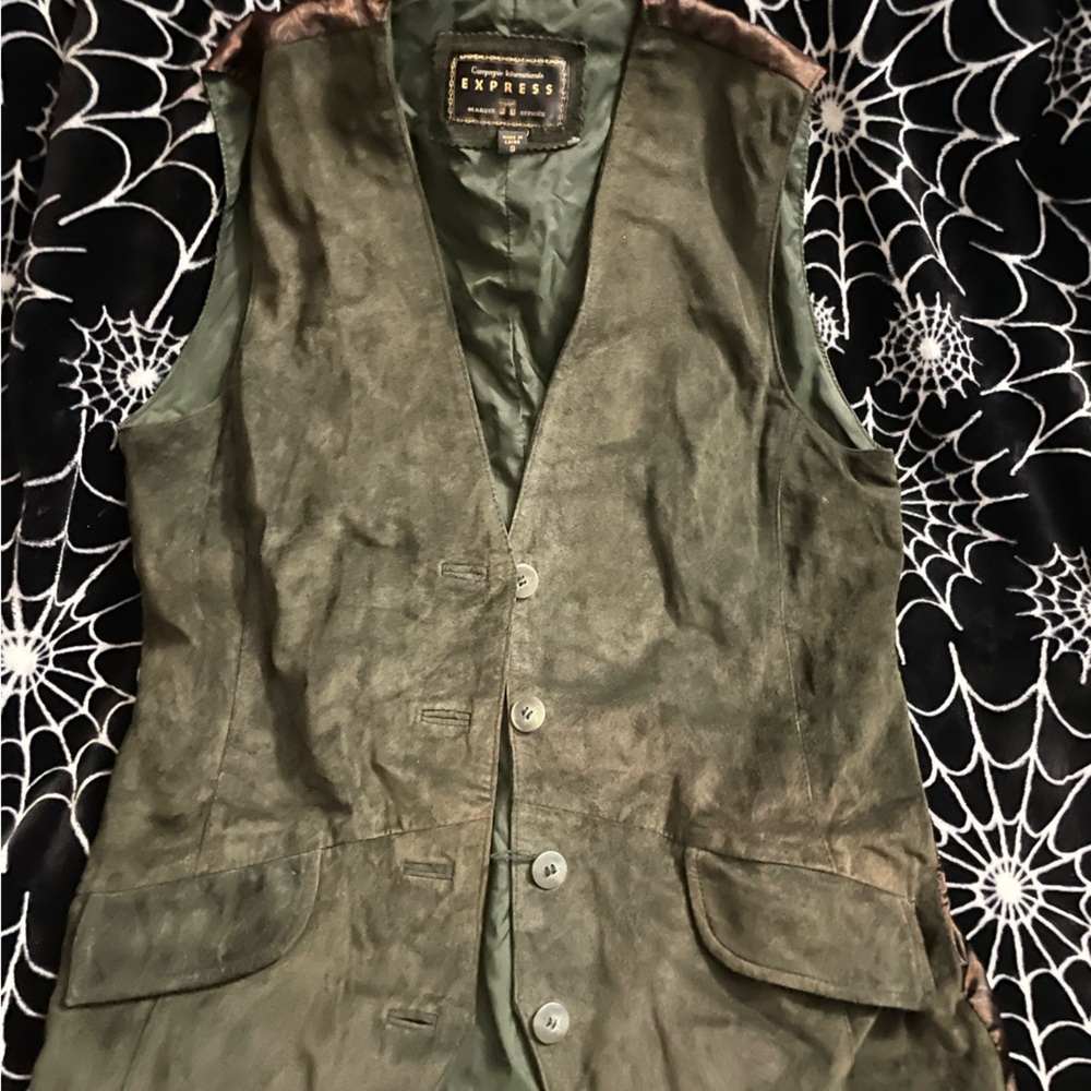 Green-Brown Button-Up Vest